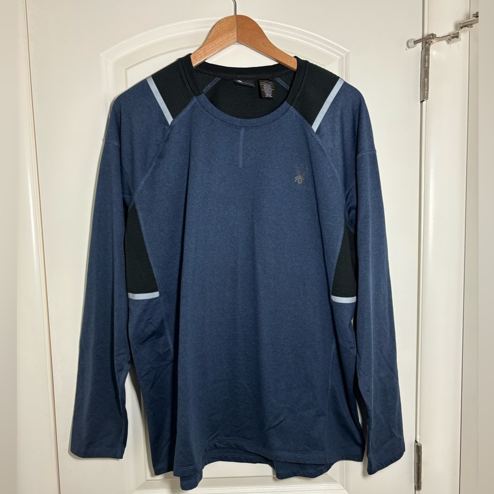 Spyder Men's Navy Blue Long-Sleeve Performance Top with Black Accents #24